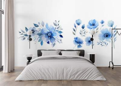 .Watercolor blue flower clipart for graphic resources. Vector illustration design.. Wall mural