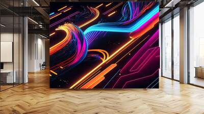 Abstract background with interlaced digital glitch and distortion effect. Futuristic cyberpunk design. Retro futurism, webpunk, rave 80s 90s cyberpunk aesthetic techno neon colors. Generative AI Wall mural