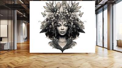 Beautiful brown skin woman. Vector illustration design. Wall mural