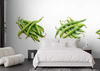 Green beans watercolor. Vector illustration design. Wall mural