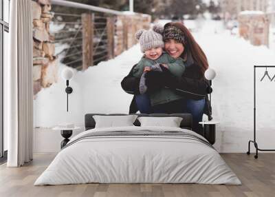 family in Breckenridge Colorado town at the base of the Rocky Mountains’ Tenmile Range.stock photo royalty free  Wall mural