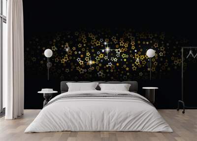 Frame shining stars on black background Wall mural