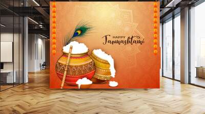 Beautiful Happy Janmashtami Indian traditional festival cultural background Wall mural