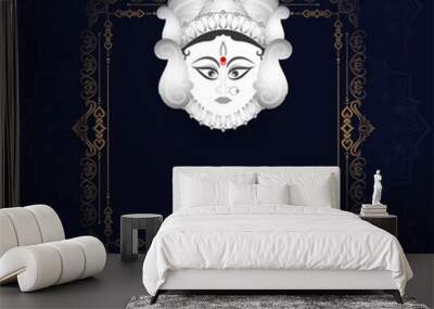 Elegant Happy Durga puja and Navratri traditional festival celebration card Wall mural