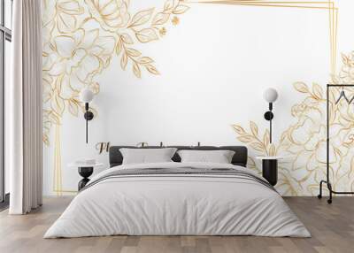 Golden hand drawn sketch flower frame background Wall mural