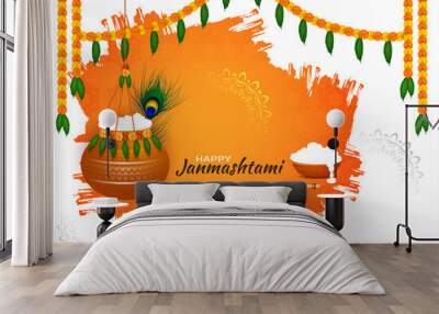 Happy Janmashtami festival beautiful background Wall mural