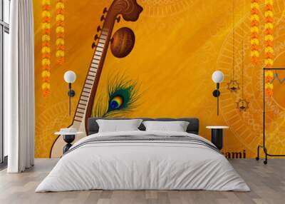 Happy Vasant Panchami traditional festival celebration background design Wall mural