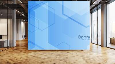 Modern blue geometric hexagon shapes banner design Wall mural