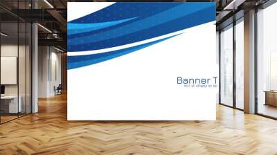 Modern dynamic blue wave style design banner template Wall mural