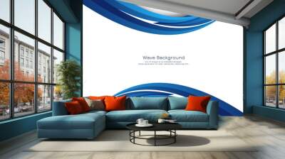 Stylish beautiful blue wave flowing design background Wall mural