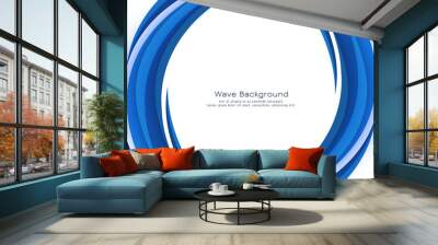 Stylish beautiful blue wave flowing design background Wall mural