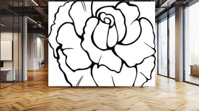 Vector image of a rose. Black outline on a white background. Wall mural