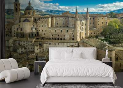 Aerial view of the Ducal Palace at the popular tourist destination world heritage site of Urbino in the Marche region Italy Wall mural