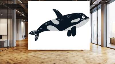 Killer whale. Sea underwater animal. Vector illustration on a white background in cartoon style. Wall mural