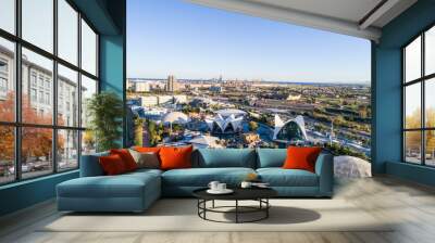 Aerial view of the City of Arts and Science in Valencia before sunset Wall mural