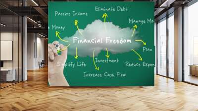 Financial freedom concept with diagram the way to freedom Wall mural