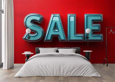 Sale sign on red wall Wall mural