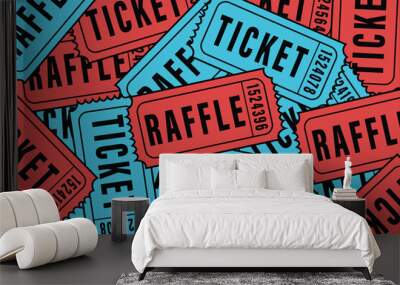 Red and blue raffle ticket vectors Wall mural