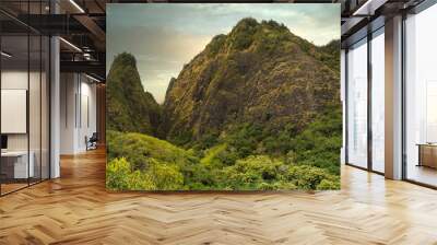 green mountain hills at sunset  Wall mural