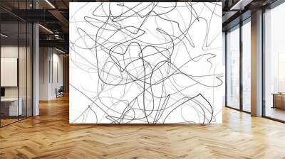 Hand drawing scrawl sketch. Abstract scribble, chaos doodle lines isolated on white background. Abstract illustration Wall mural