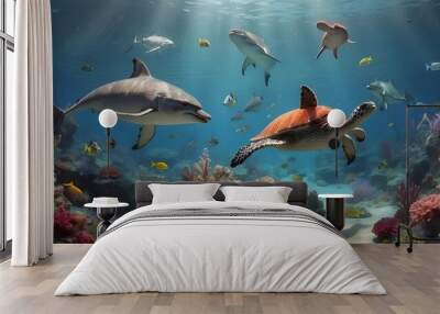 coral reef with fish Wall mural