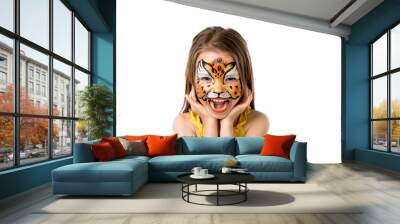 cute little girl with painted face Wall mural