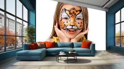 cute little girl with painted face Wall mural