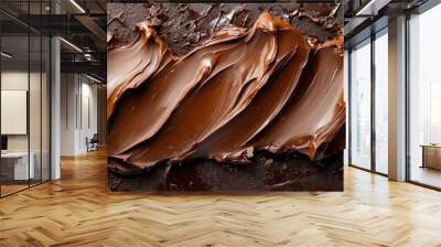 Smooth and Rich Chocolate Spread on Dark Surface - Perfect for Dessert and Confectionery Themes Wall mural