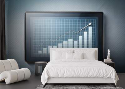 Digital tablet displaying financial growth chart on futuristic background Wall mural