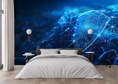 Network defense abstract illustration with a vibrant shield. Wall mural