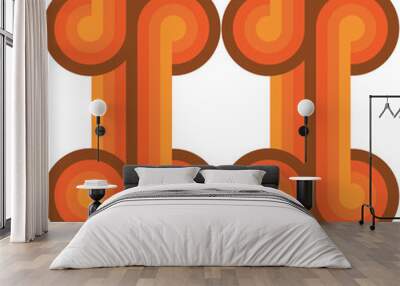 Geometric Pattern  70's Style Retro Colour. Wall mural