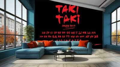 Taki Taki vector brush style font, alphabet, typeface Wall mural