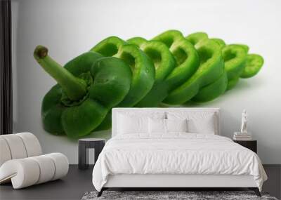 green slightly cut sweet pepper on dish 2 Wall mural