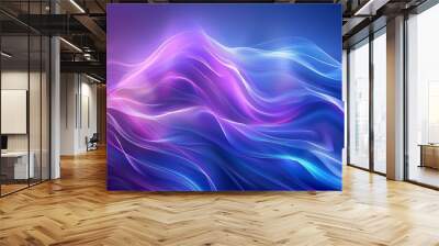 Abstract purple and blue background with wavy lines and a gradient in the style of a futuristic technology concept Abstract digital wallpaper design with high resolution and sharp Wall mural