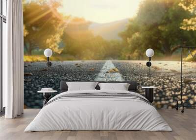 New Year 2024 travel straight road future ahead bright and clear path banner with copy space Wall mural