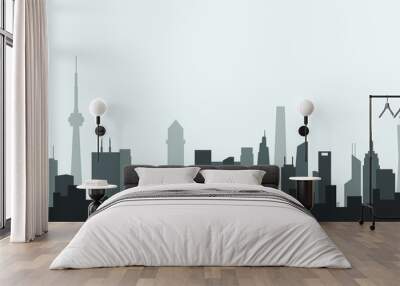 Abstract futuristic city sky with modern buildings vector wallpaper background. Vector illustration EPS 10. Wall mural