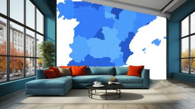 Blue square shape Spain map on white background. Vector illustration. Wall mural