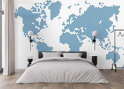 dots world map on white background, vector illustration. Wall mural