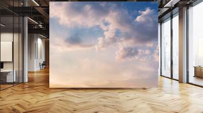 Dramatic panorama sky with cloud on sunrise and sunset time. Panoramic image. Wall mural