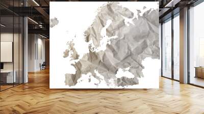 Europe map paper texture cut out on transparent background. Wall mural