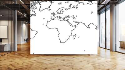 Freehand world map sketch on white background. Perspective view. Wall mural