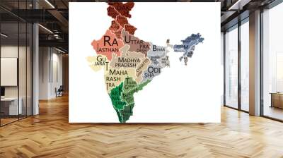 India map with province's name doodle freehand drawing. Wall mural