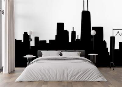 modern cityscape skyline silhouette doodle drawing Wall mural