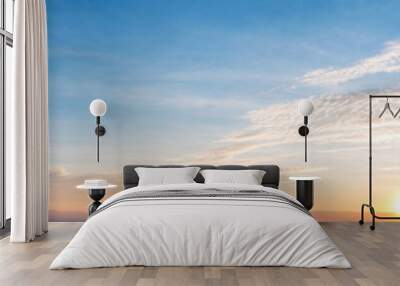 Panorama of Dramatic vibrant color with beautiful cloud of sunrise and sunset. Panoramic image. Wall mural