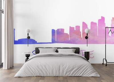 Singapore cityscape skyline colorful watercolor style illustration. Wall mural