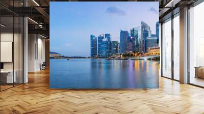 Singapore financial district skyline at Marina bay on twilight time, Singapore city, South east asia. Wall mural