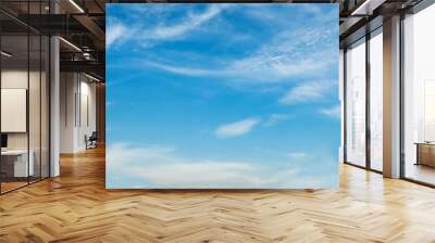 Vibrant color panoramic sky with cloud on a sunny day. Beautiful cirrus cloud. Panorama high resolution photograph. Wall mural