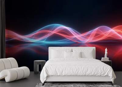 Brightly colored light trails overlapping on a dark background Wall mural