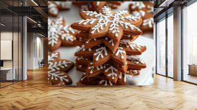 Gingerbread cookies with icing decoration Wall mural