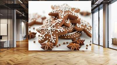 Gingerbread cookies with icing decoration Wall mural